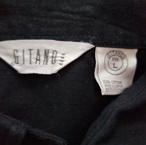 Vtg Gitano Western Button Up Collar Black Pink Bling Seqin Bead Satin Sz L - Picture 9 of 14